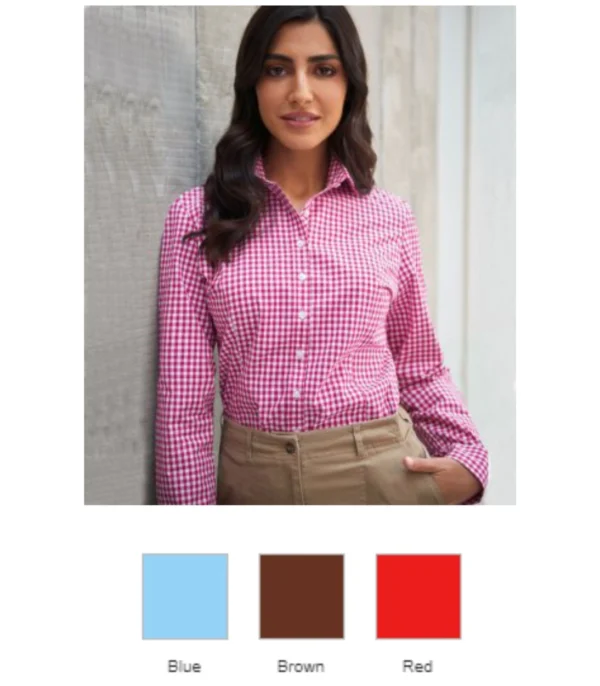 BK581 Brook Taverner Ladies Kansas Gingham Long Sleeve Shirt